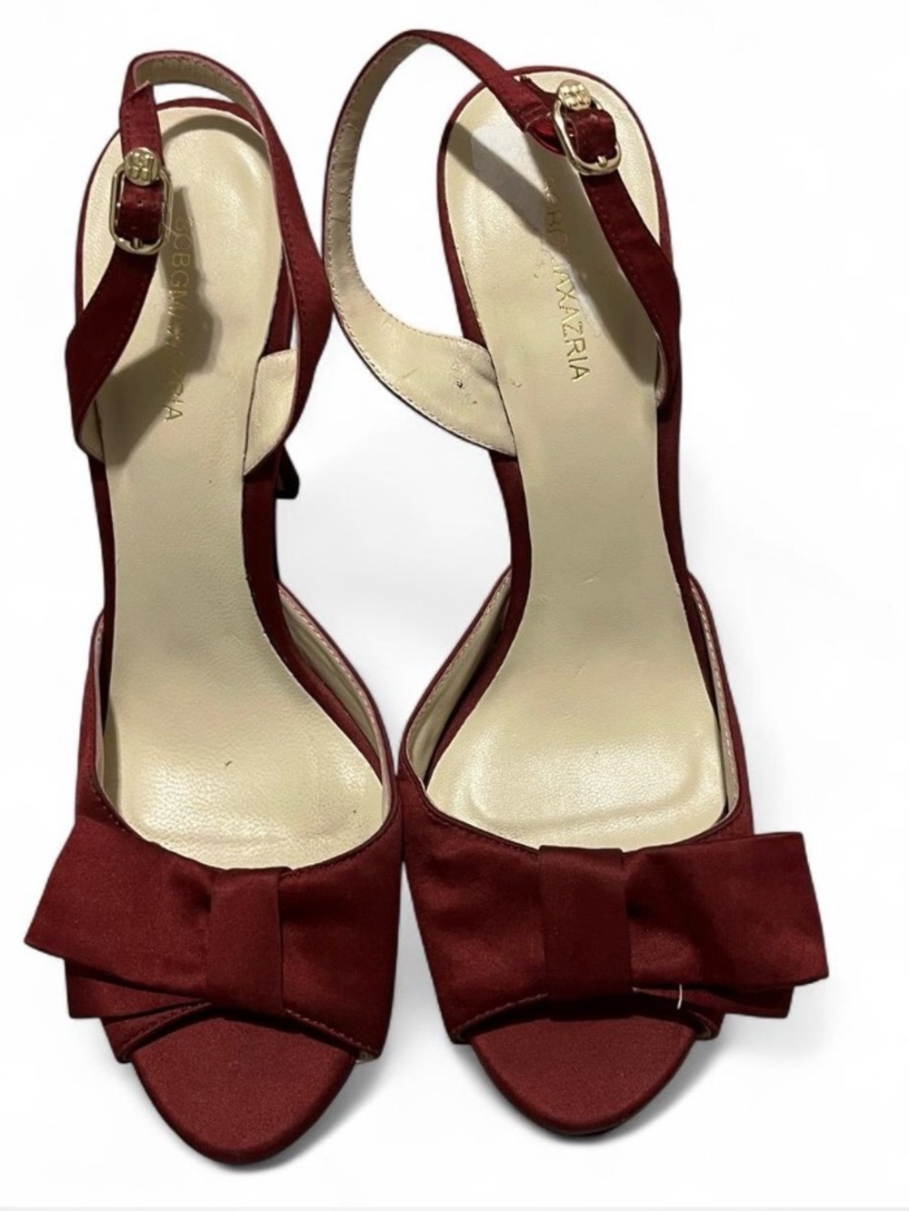 BCBGMaxAzria Red Satin Bow‎ Slingback Heels